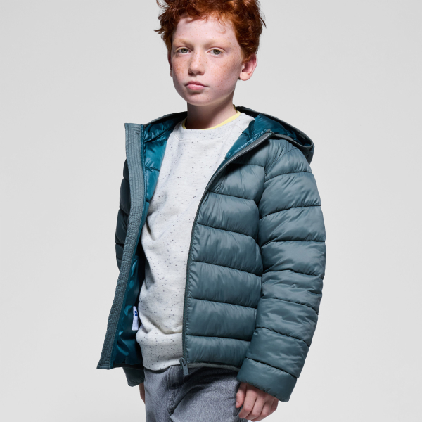 معطف منفوخ، باللون الأخضر للفتيان